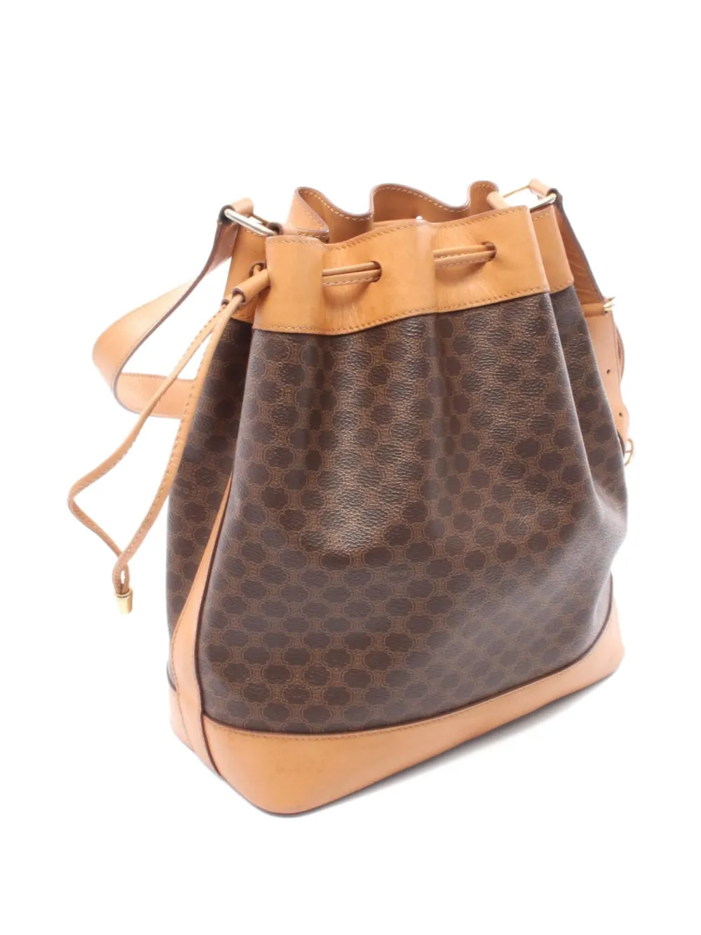 Pre-owned Celine 2000s Macadam Bucket Bag In Brown