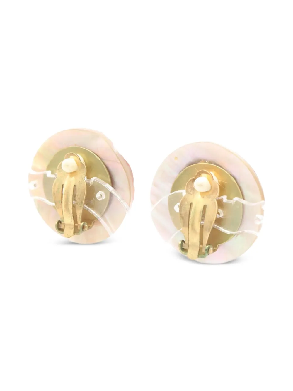 CHANEL Pre-Owned 1986-1988 Triple Coco Mark shell clip-on earrings | Image 2