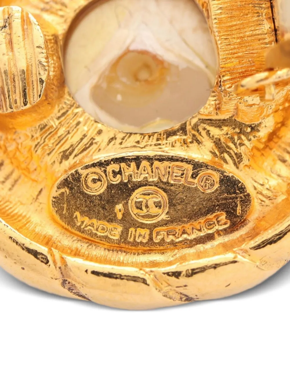 Pre-owned Chanel 1986-1988 Pearl Gold-tone Earrings In Yellow