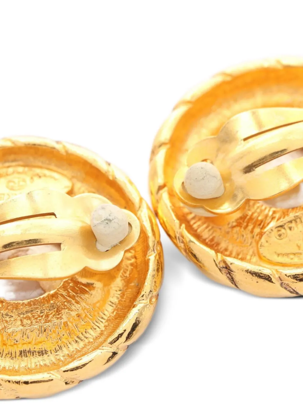 Pre-owned Chanel 1986-1988 Pearl Gold-tone Earrings In Yellow