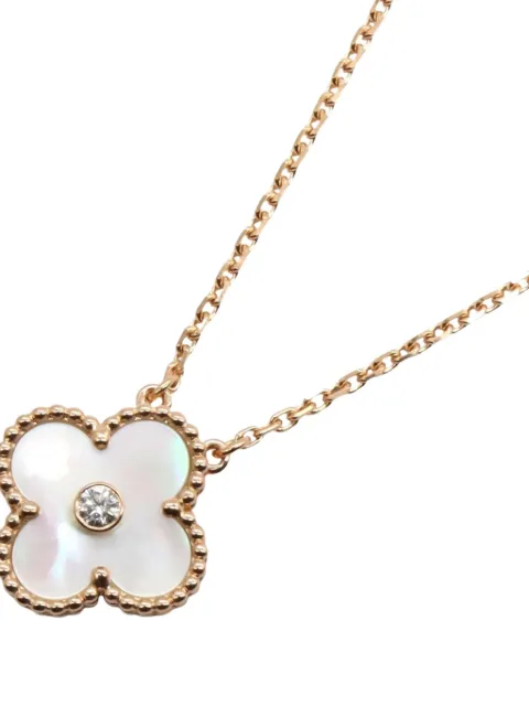 Van Cleef & Arpels 2010s 18K rose gold Alhambra diamond and mother-of-pearl necklace