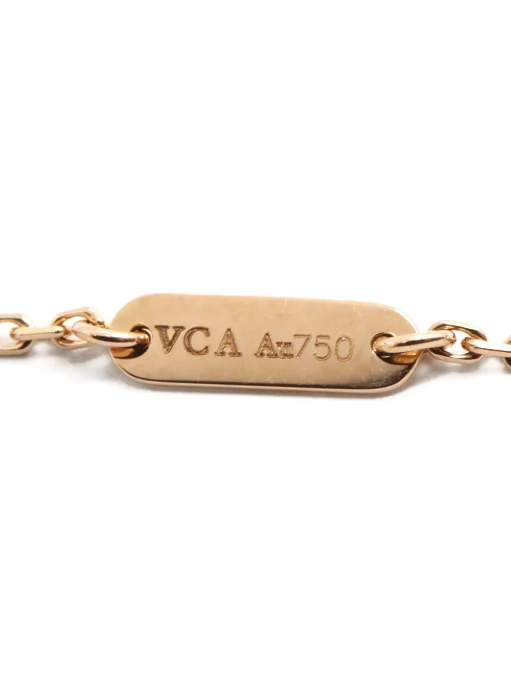 Pre-owned Van Cleef & Arpels 2010s 18k Rose Gold Alhambra Diamond And Mother-of-pearl Necklace