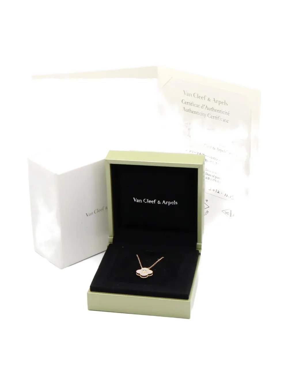 Pre-owned Van Cleef & Arpels 2010s 18k Rose Gold Alhambra Diamond And Mother-of-pearl Necklace