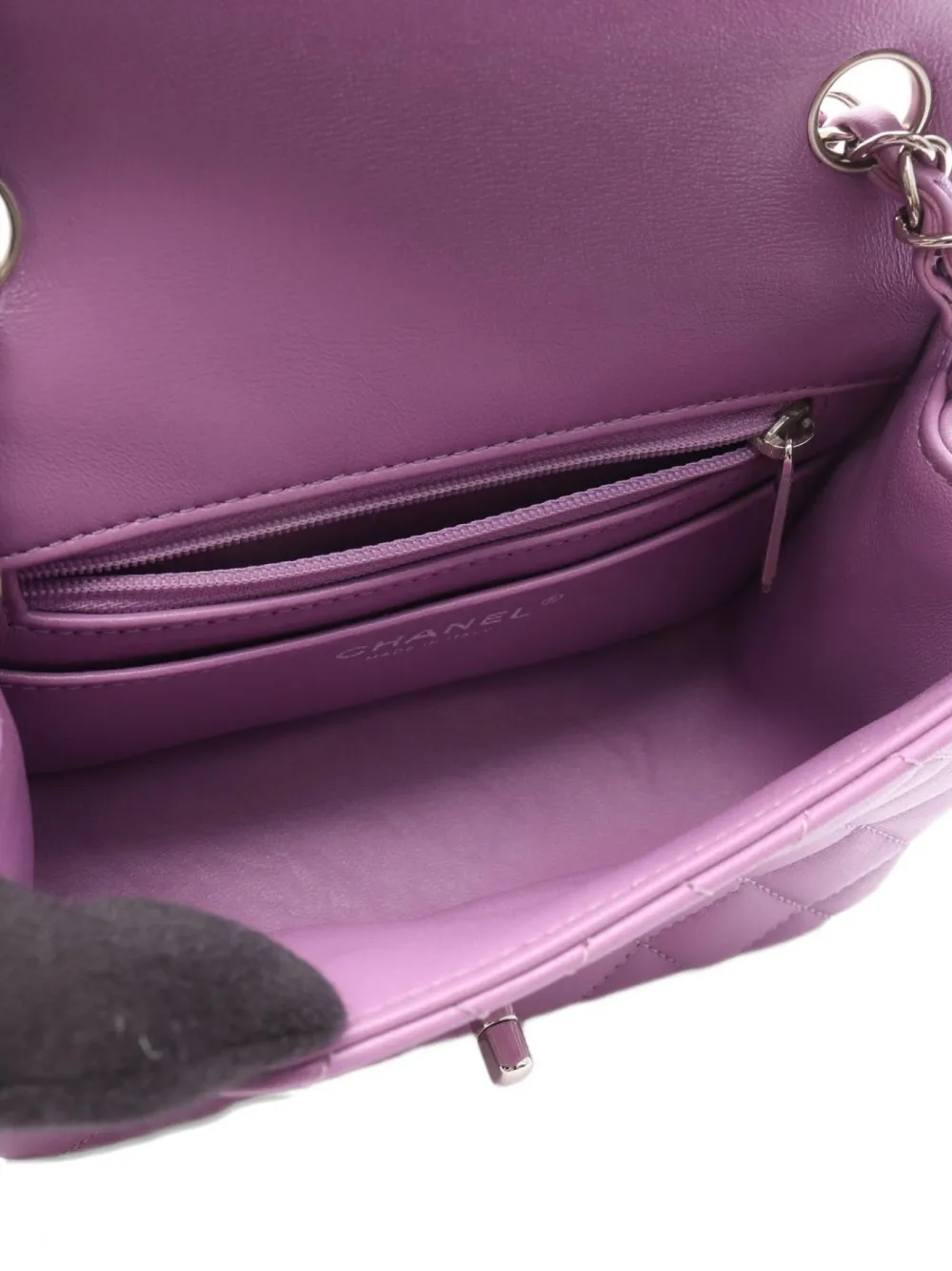 Pre-owned Chanel 2020-2021 Mini Matelasse Shoulder Bag In Purple