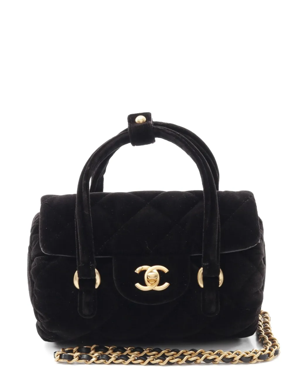 CHANEL Pre-Owned 2021 ベロア マトラッセ ショルダーバッグ - ブラック CHANEL Pre-Owned 2021 ベロア マトラッセ ショルダーバッグ - ブラック