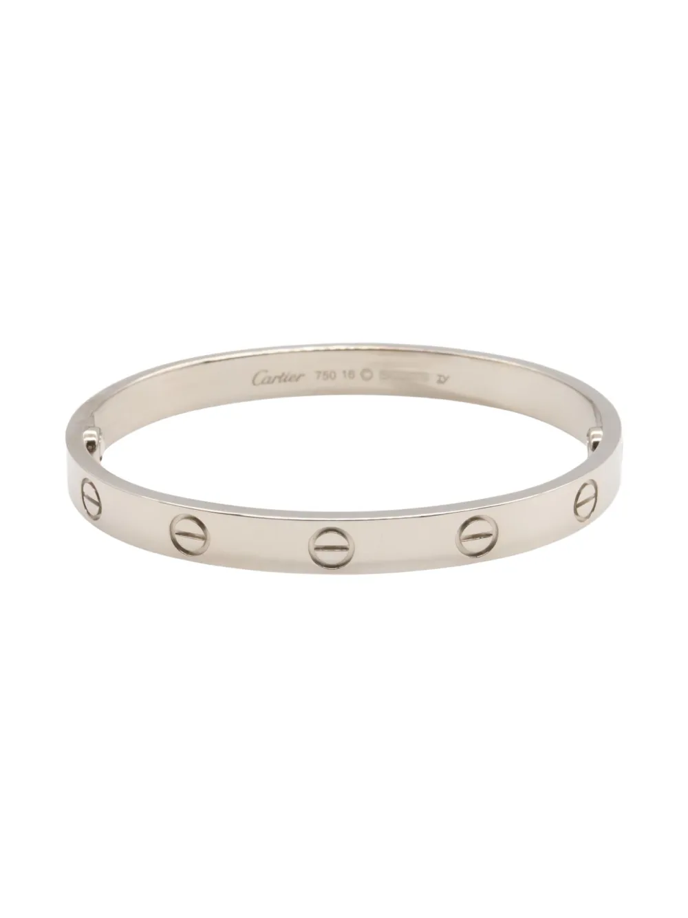 Pre-owned Cartier 10s 18k White Gold Love Breath Bracelet In Gray