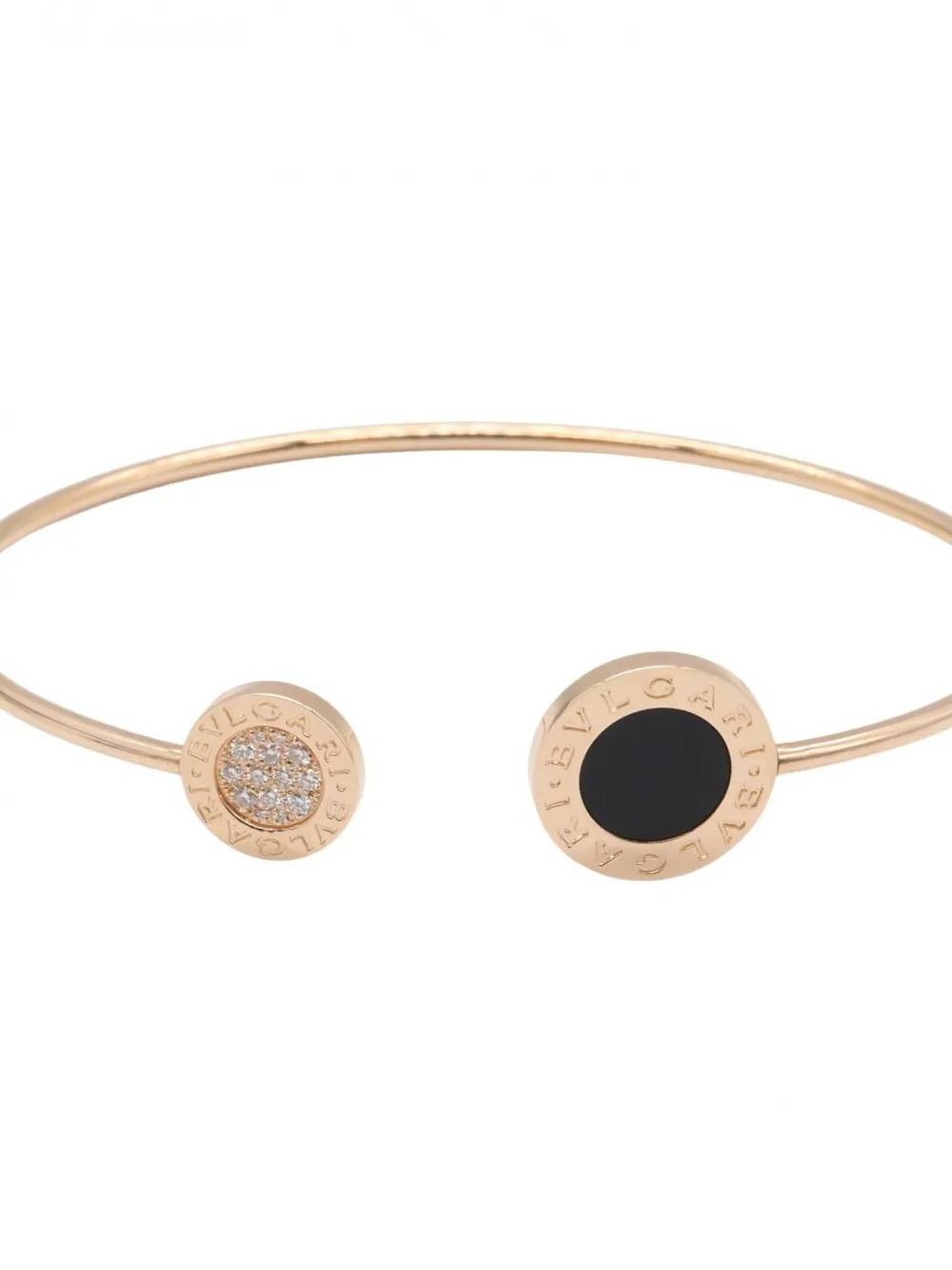 Pre-owned Bvlgari 2010s 18k Rose Gold Diamond And Onyx Bracelet