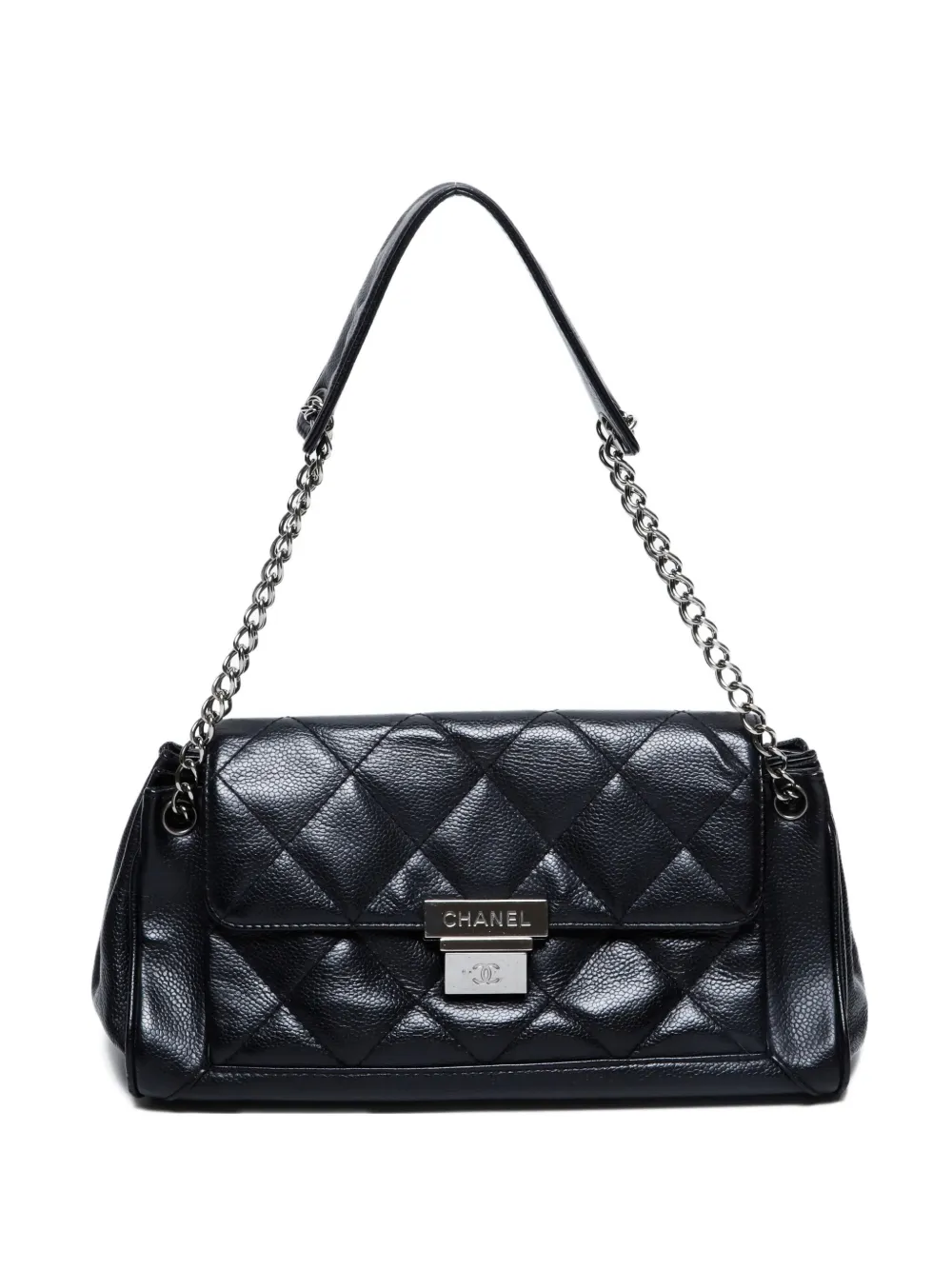 CHANEL Pre-Owned 2003-2004 チョコバー チェーン ショルダーバッグ - ブラック CHANEL Pre-Owned 2003-2004 チョコバー チェーン ショルダーバッグ - ブラック