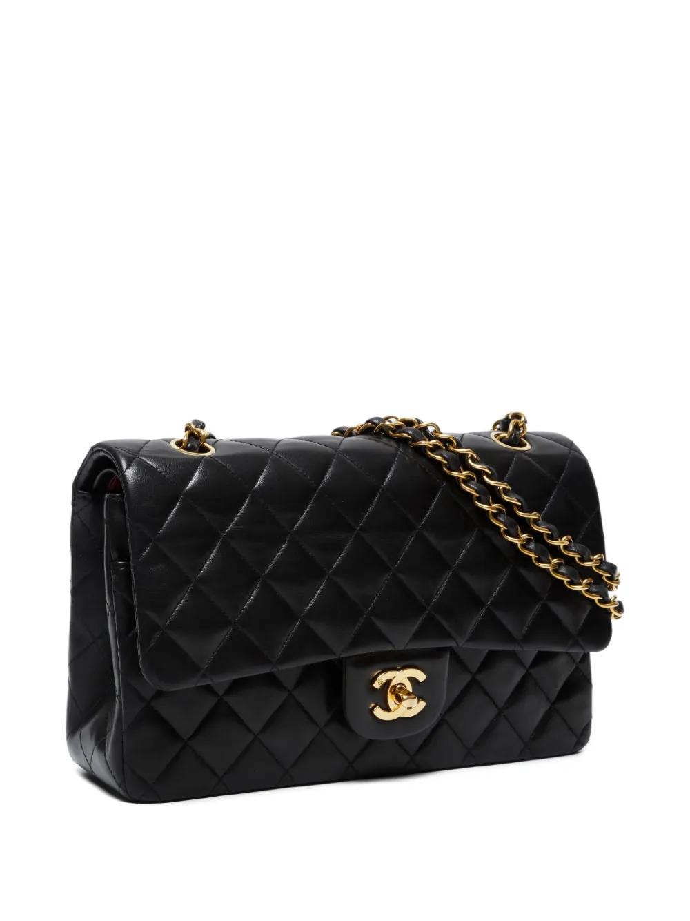 Pre-owned Chanel 1994-1996 Medium Double Flap Quilted Shoulder Bag In Black