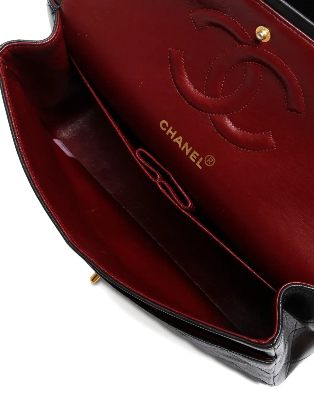 Pre-owned Chanel 1994-1996 Medium Double Flap Quilted Shoulder Bag In Black