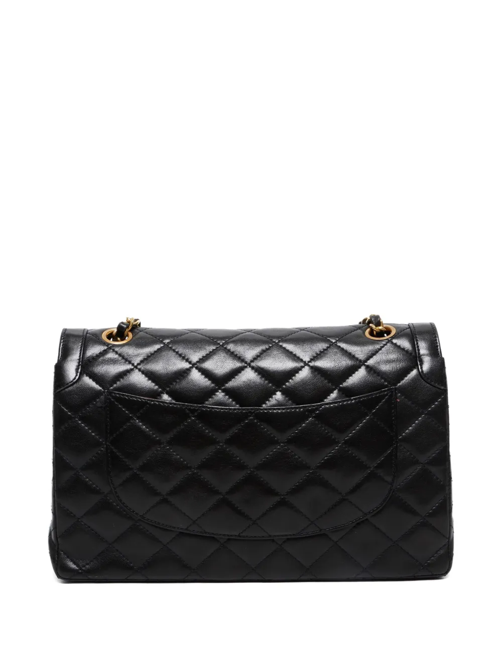 Pre-owned Chanel 1991-1994s Paris Quilted Chain-link Shoulder Bag In Black