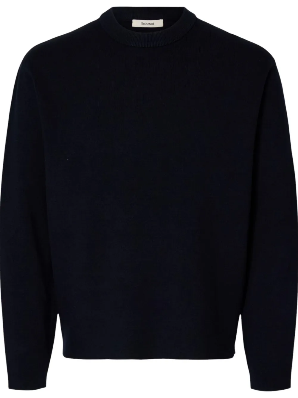 Selected Crew Neck Long-sleeved Sweater In Blue