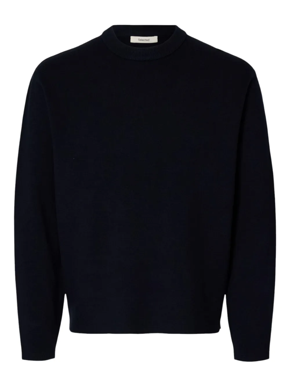 Selected Crew Neck Long-sleeved Sweater In Blue