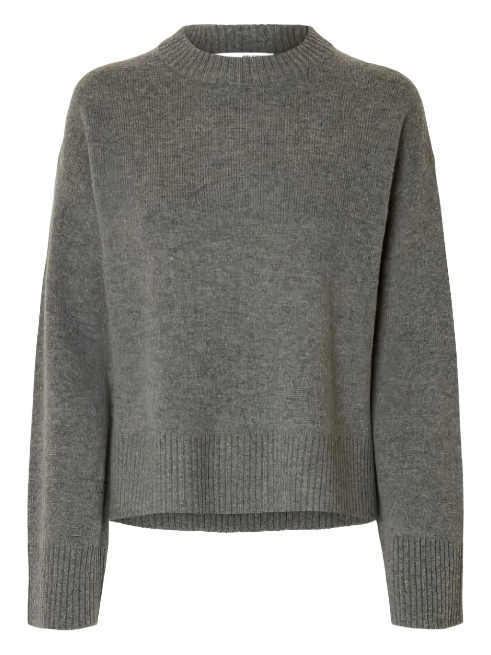 Selected Femme Round-neck Wool-cashmere Blend Sweater In Gray