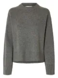 Selected Femme round-neck wool-cashmere blend sweater - Grey