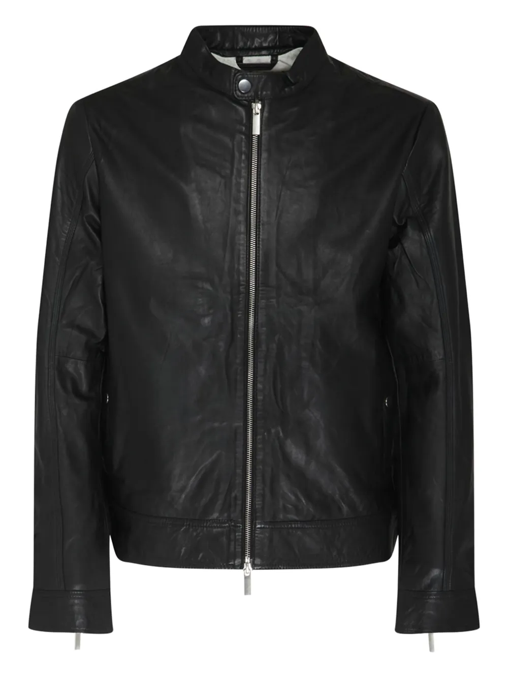 Selected Femme Zip-fastening Leather Jacket In Black