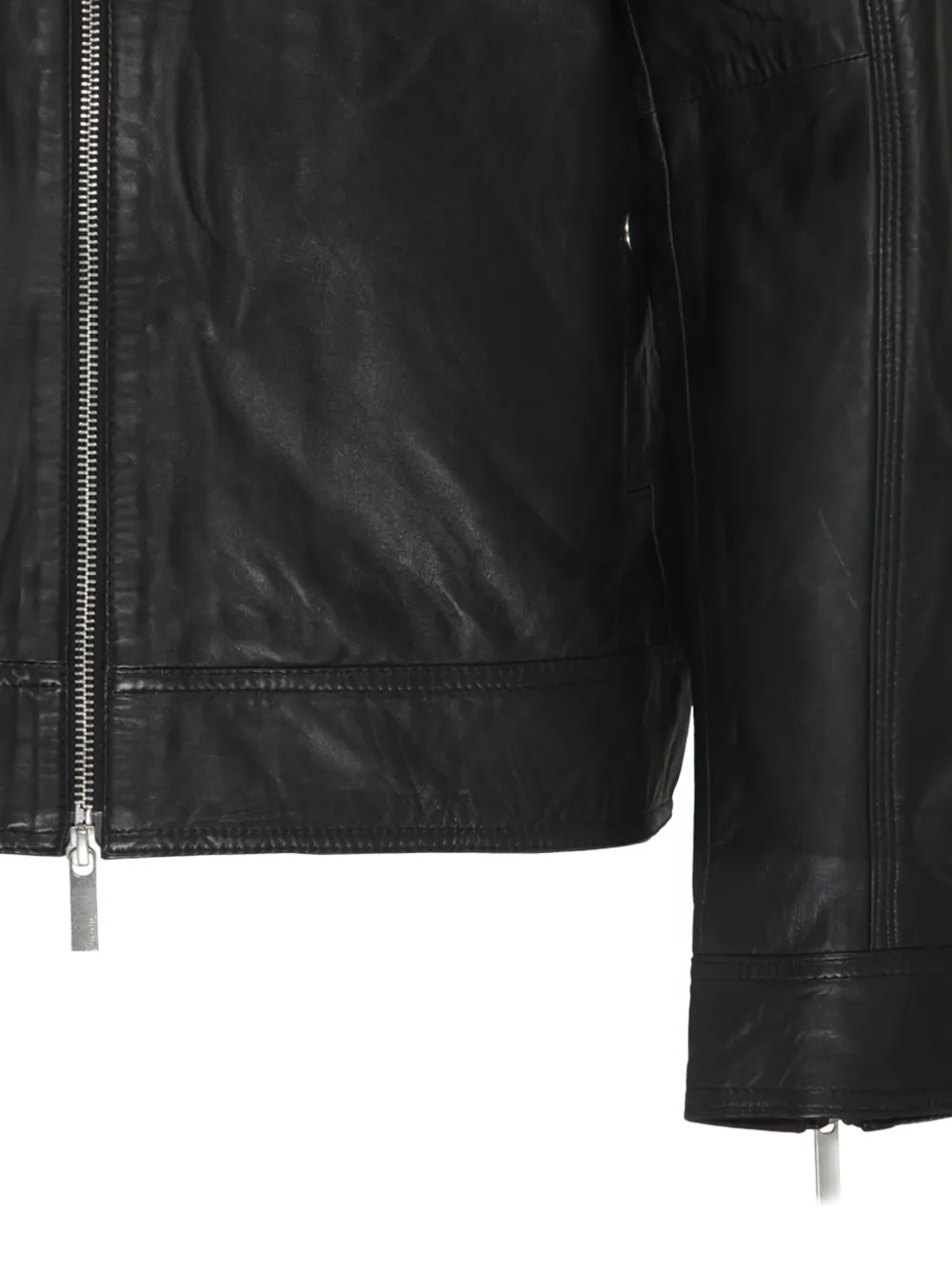 Selected Femme Zip-fastening Leather Jacket In Black