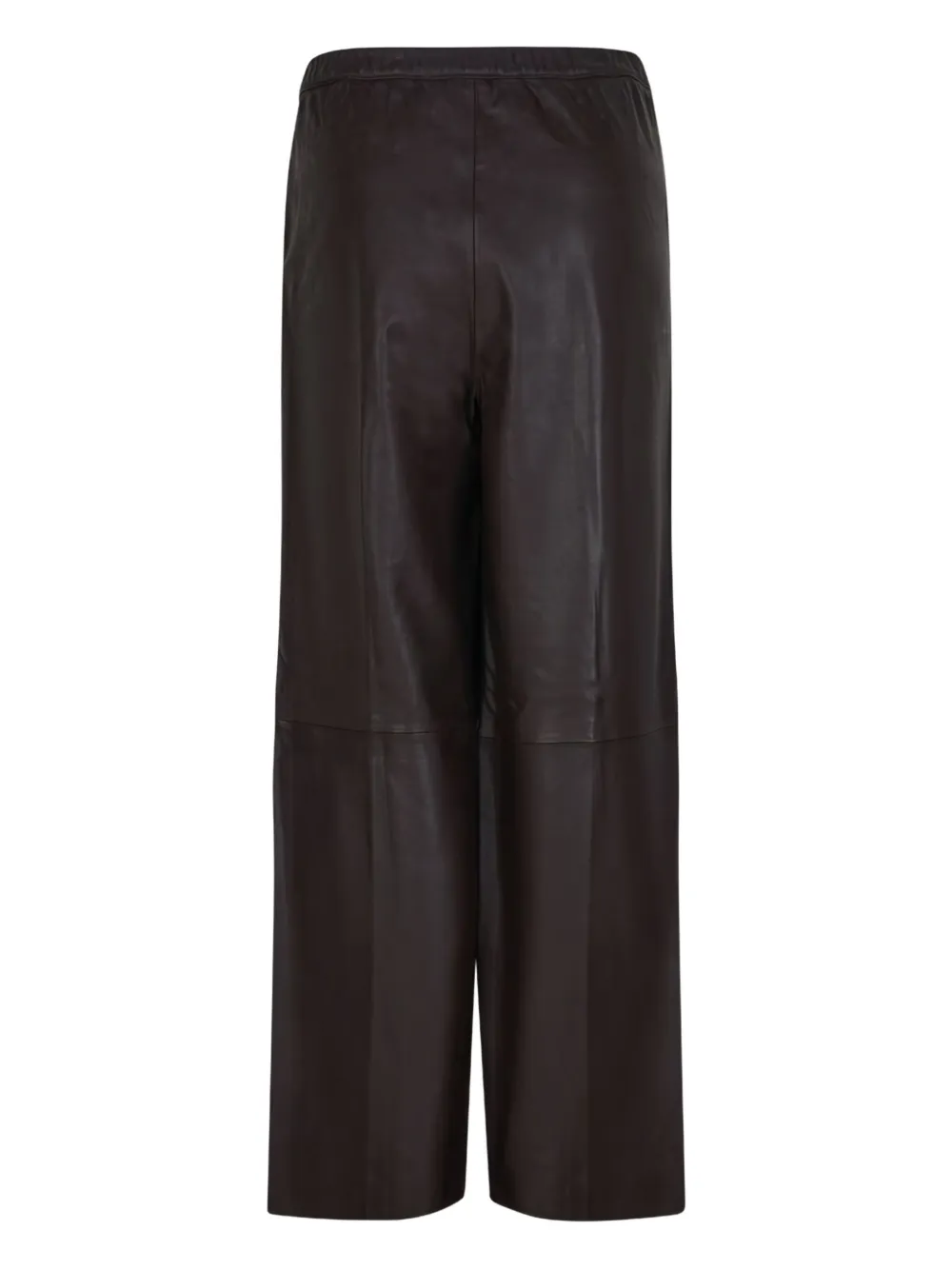 Selected Leather Palazzo Trousers In Brown