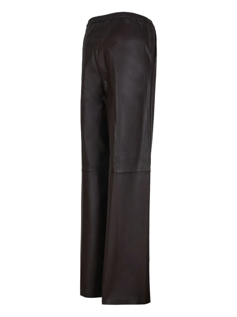 Selected Leather Palazzo Trousers In Brown