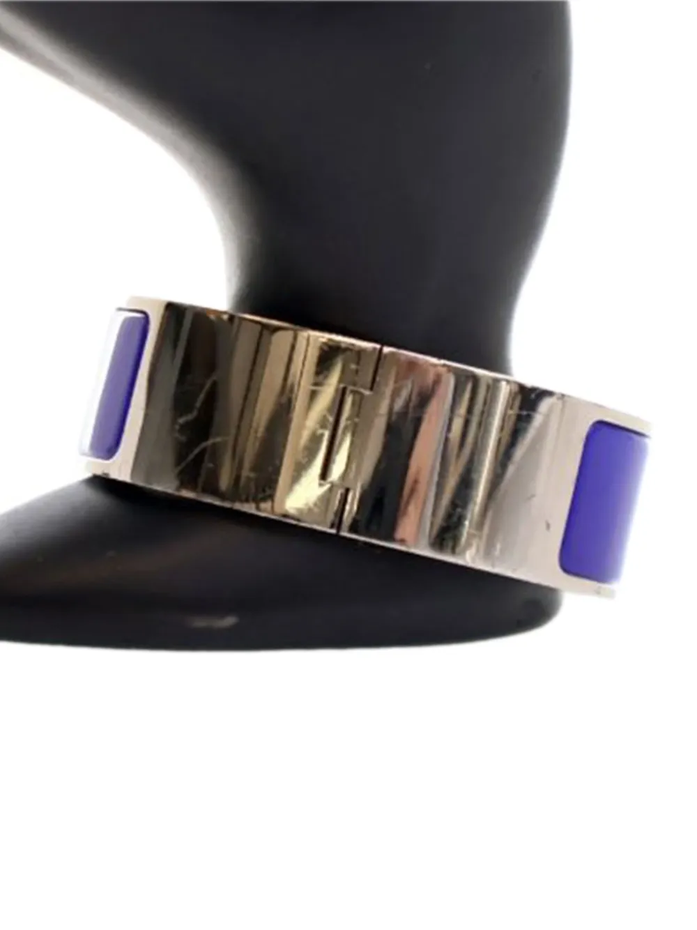 Pre-owned Hermes 20th Century Wide Enamel Clic Clac H Bracelet Pm Costume Bracelet In Blue