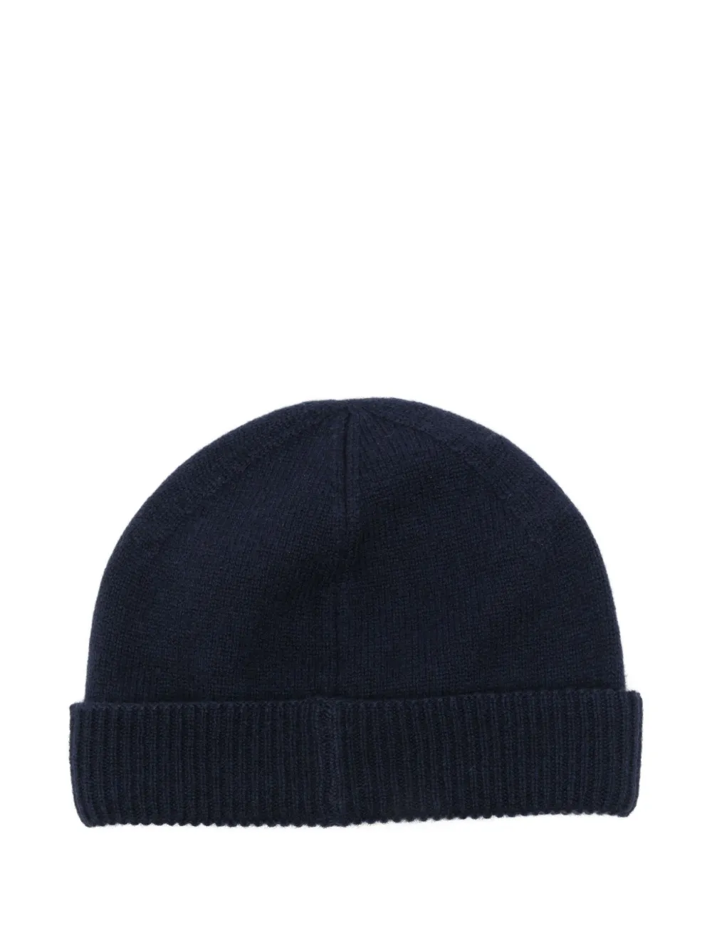 Emporio Armani logo-patch ribbed-knit beanie - Blauw