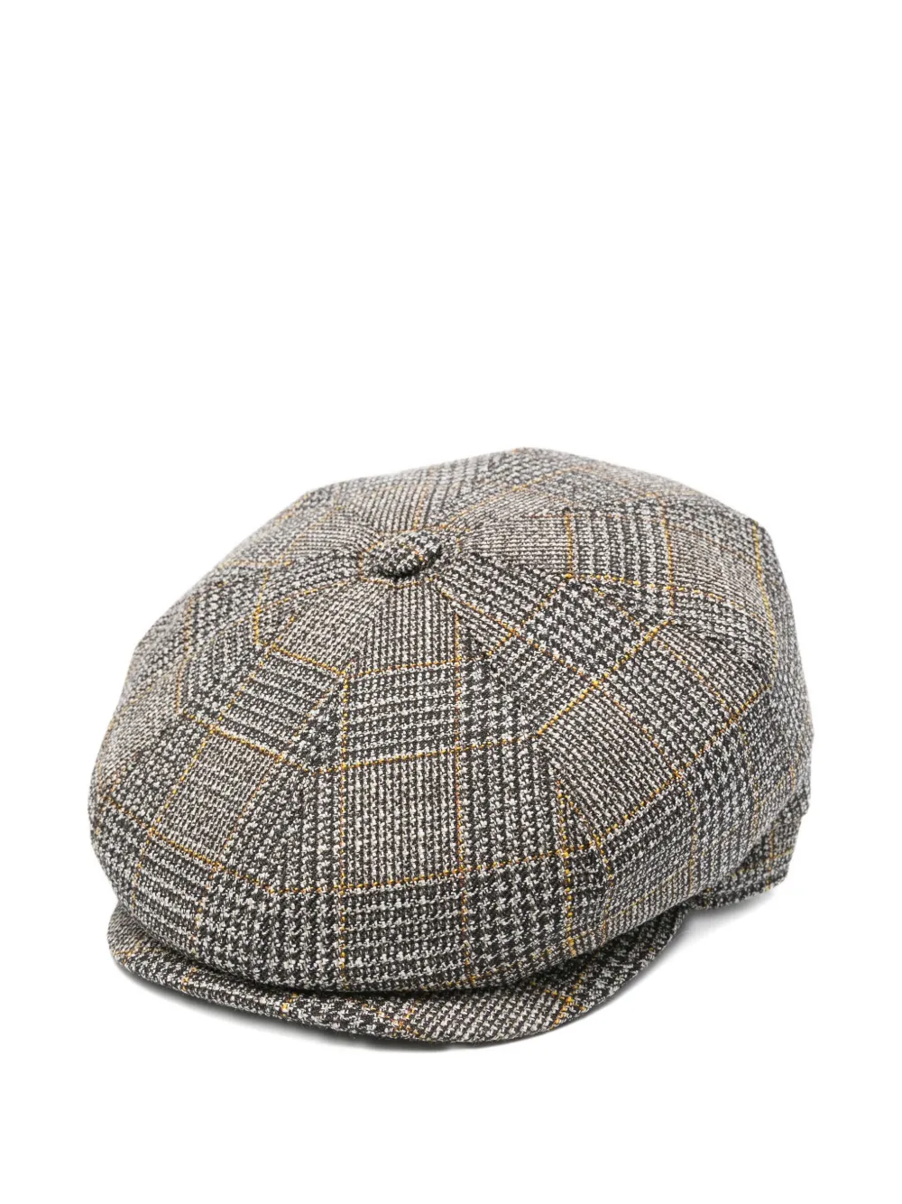 Borsalino Checked Wool Cap Short Brim In Gray