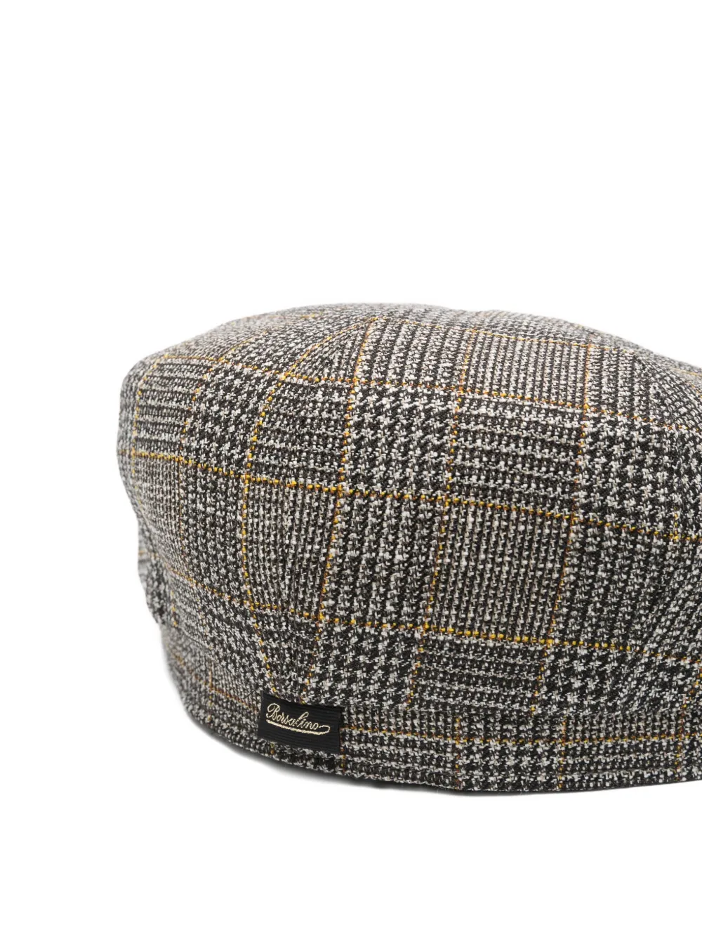 Borsalino Checked Wool Cap Short Brim In Gray