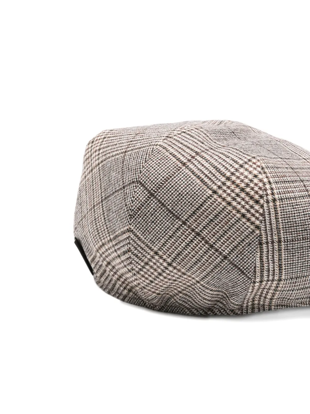 Borsalino Checked Wool Blend Cap With Curved Brim In Neutral