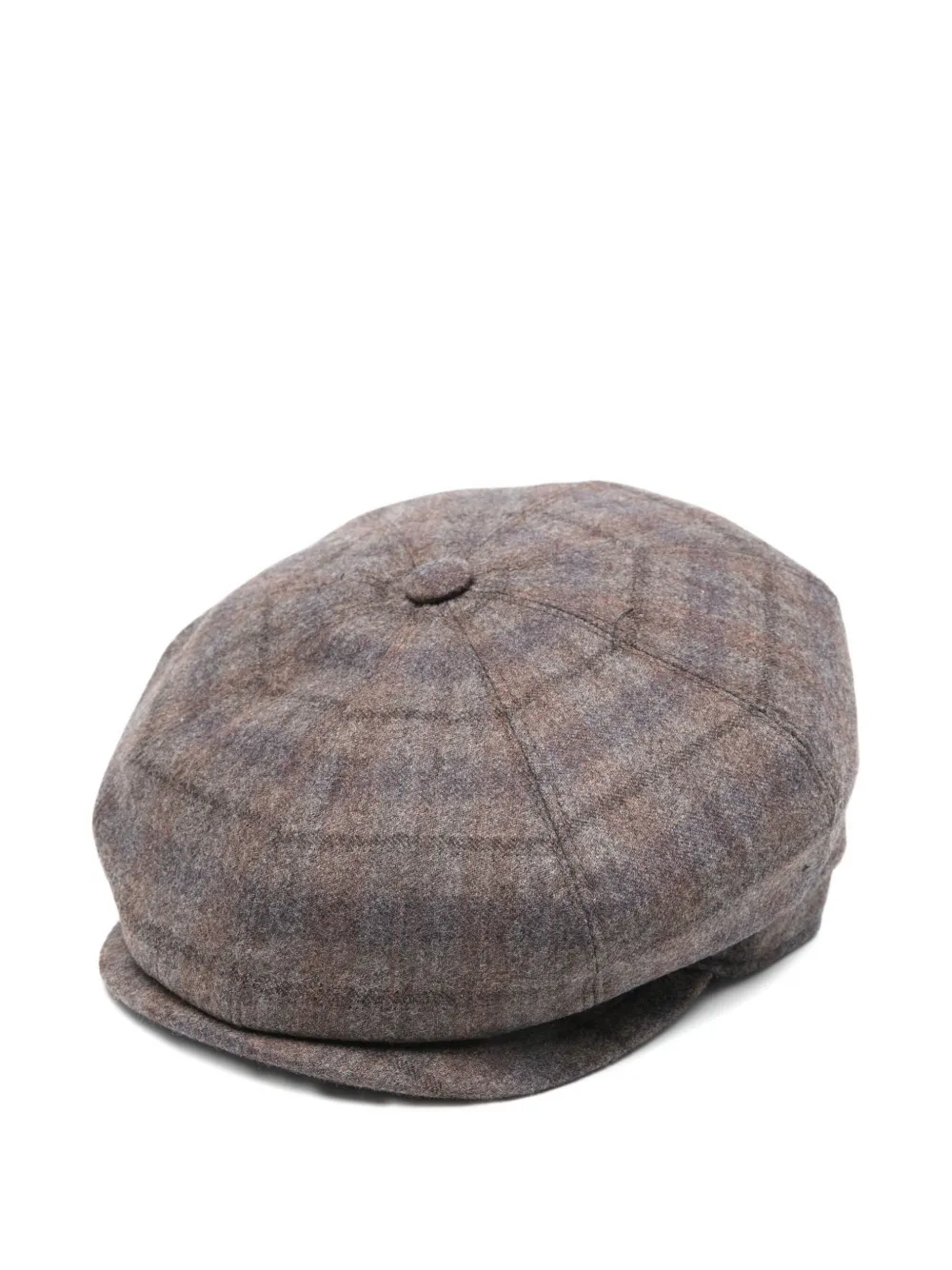 Borsalino Wool Cap With Button Top And Stitching In Brown
