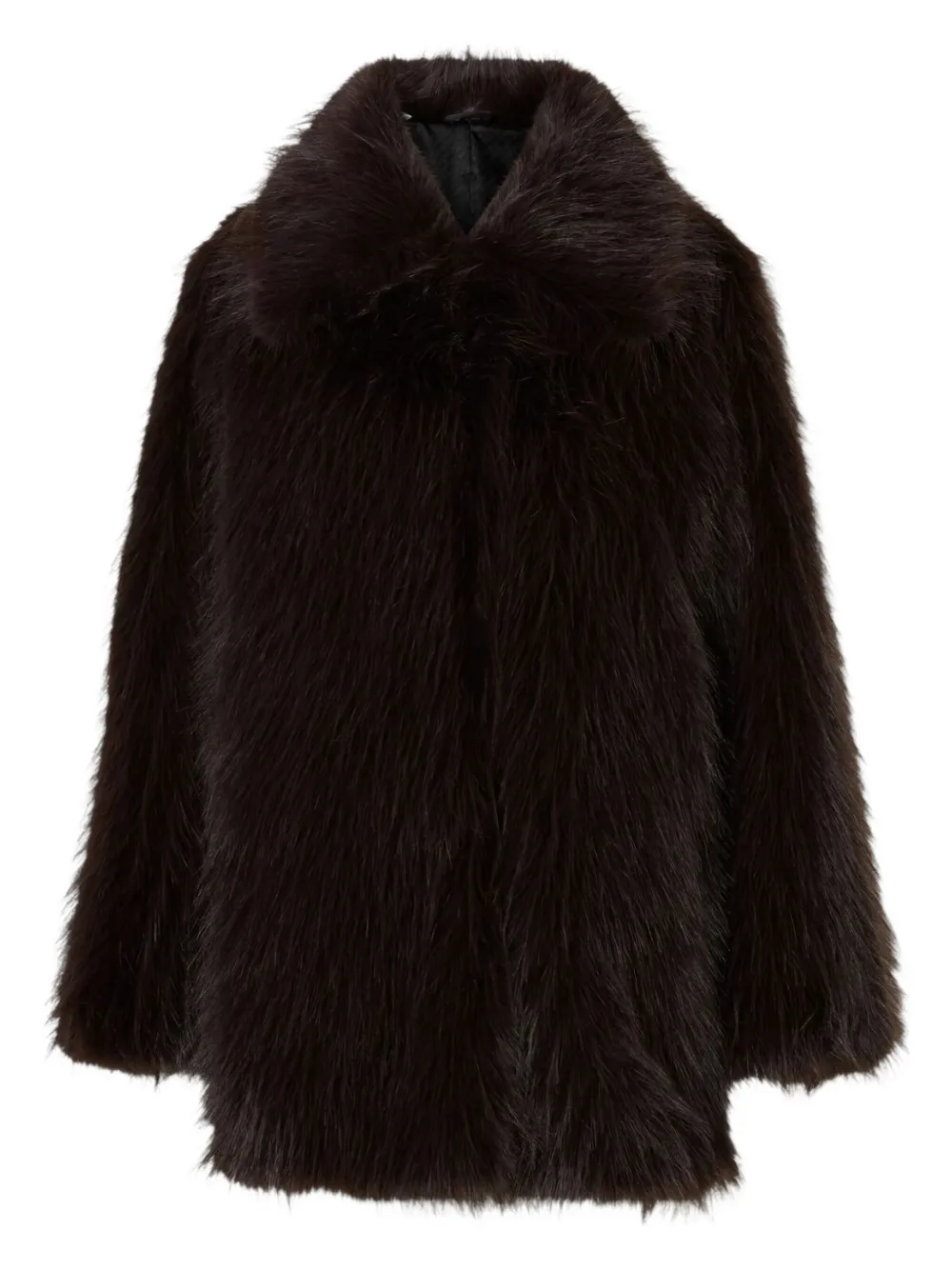 Selected Faux-fur Coat In Brown