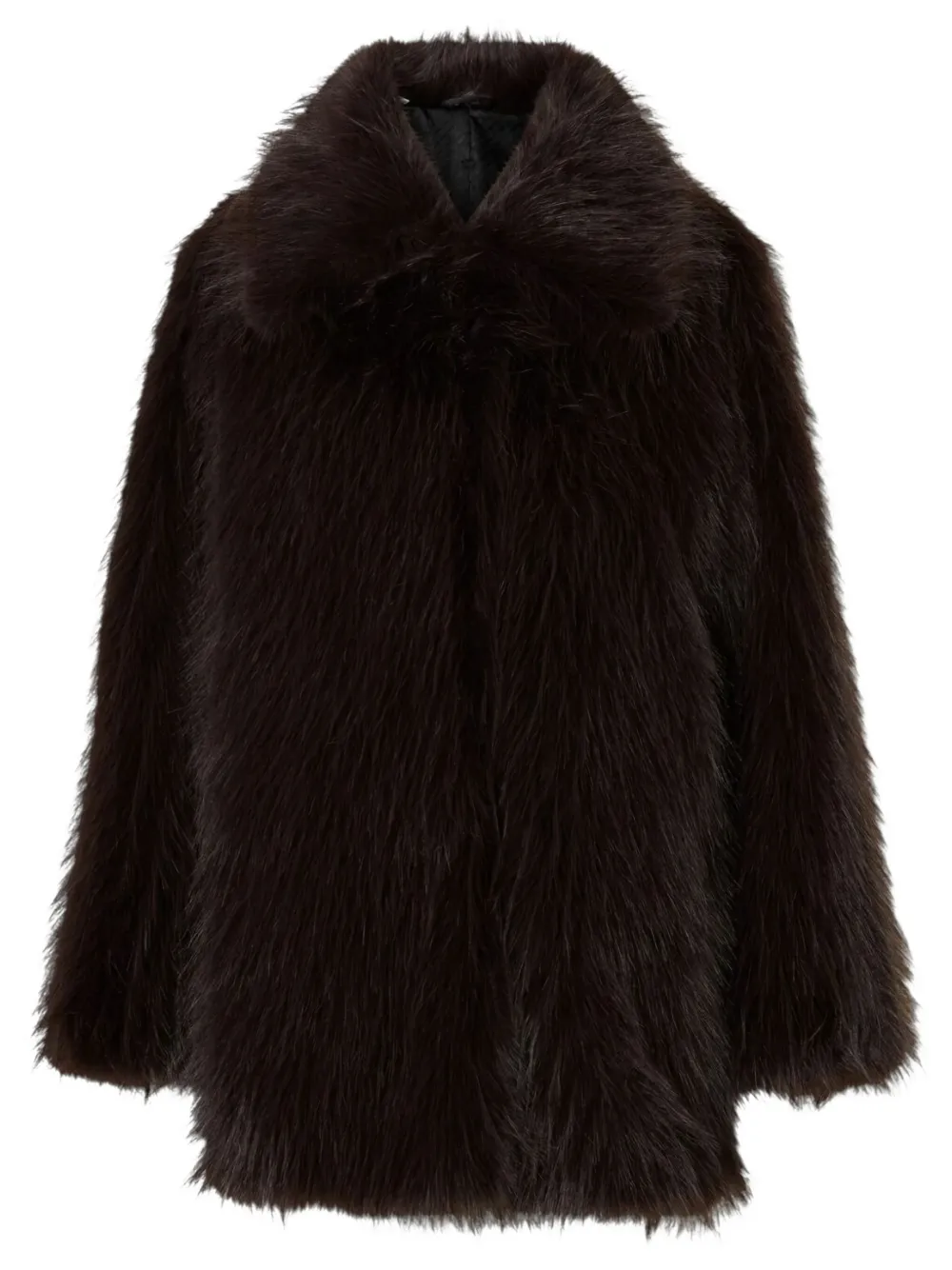 Selected Faux-fur Coat In Brown