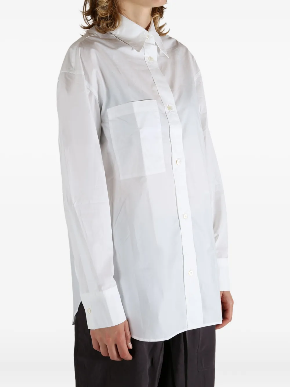 Studio Nicholson Leto patch-pocket long-sleeve shirt Wit