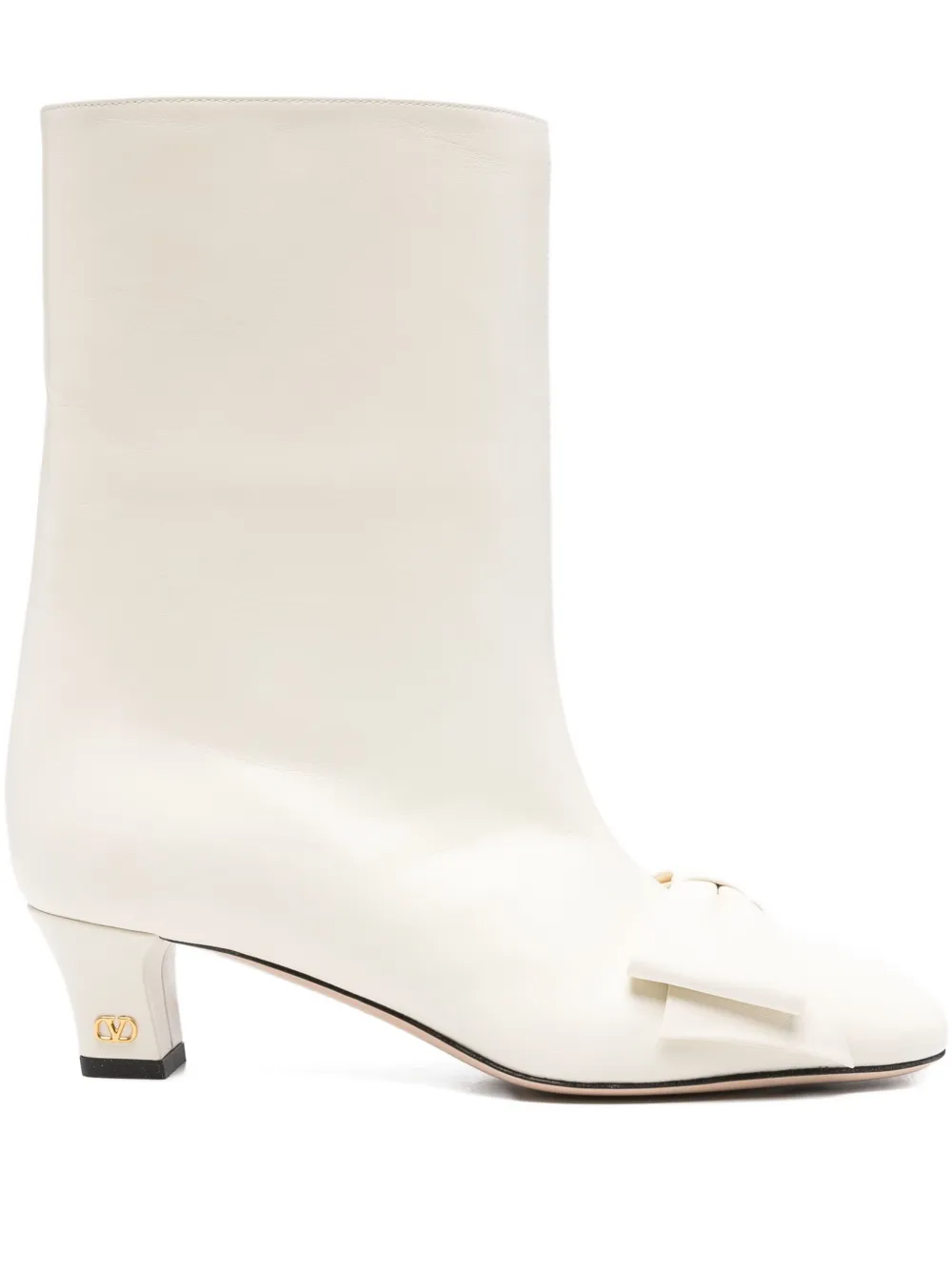 Valentino Garavani 40mm bow leather boots Neutrals