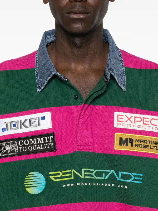Martine Rose Striped Rugby Polo Shirt | Green | FARFETCH