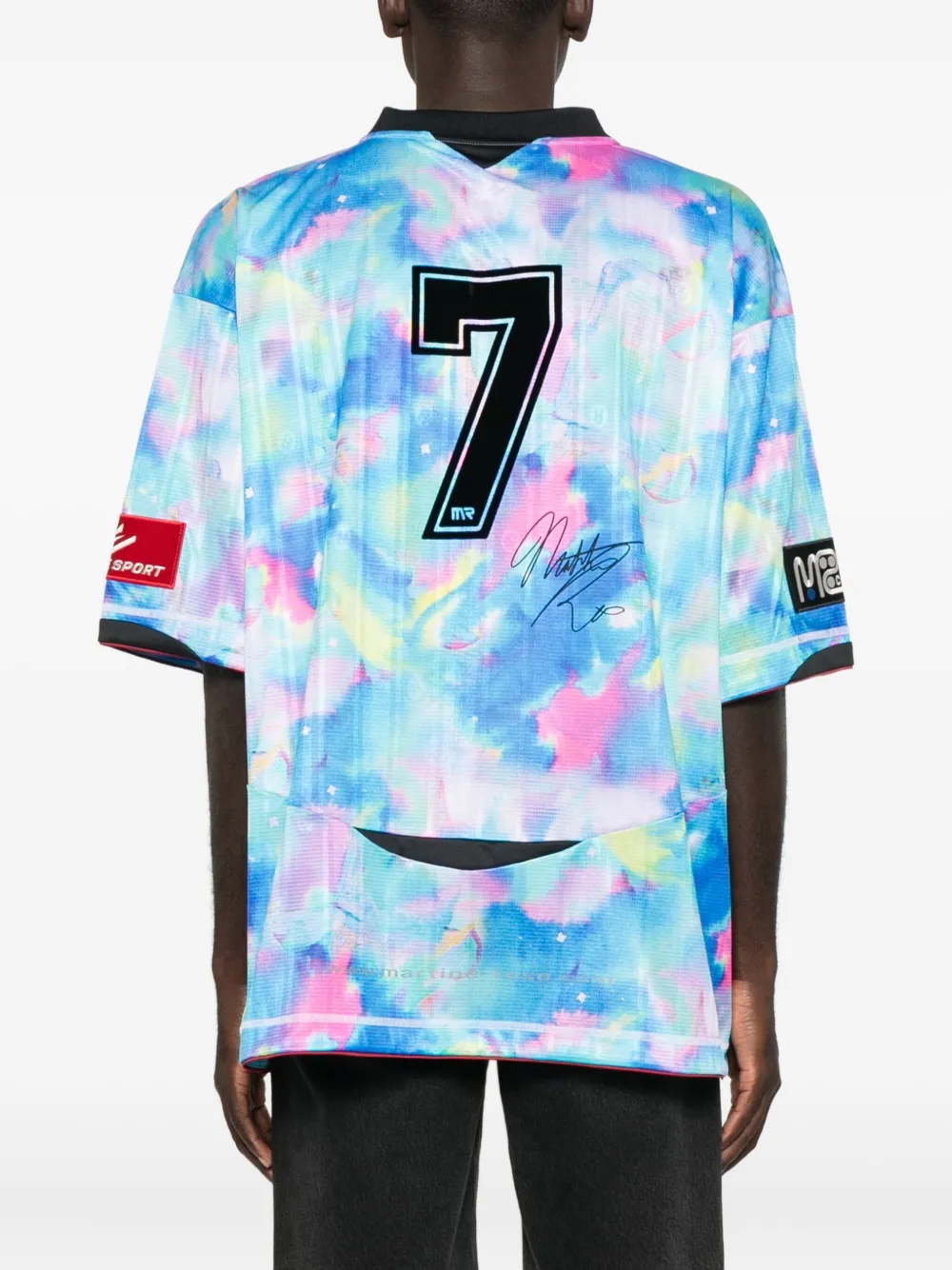 Martine Rose Watercolour-print V-neck T-shirt In Multi