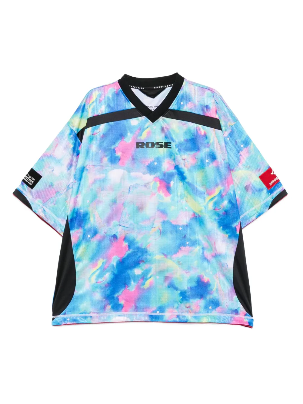 Martine Rose watercolour-print V-neck T-shirt | Blue | Image 1