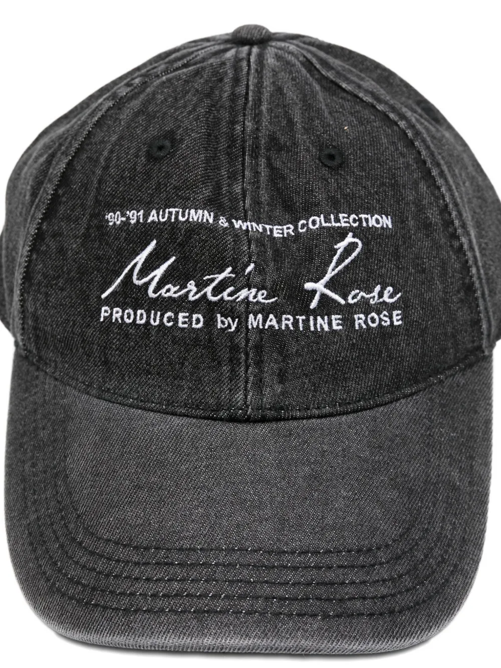 Martine Rose Logo-embroidery Denim Cap In Black