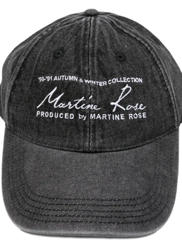 Martine Rose ウォッシュド デニムキャップ Martine Rose ロゴ デニムキャップ | ブラック | FARFETCH JP