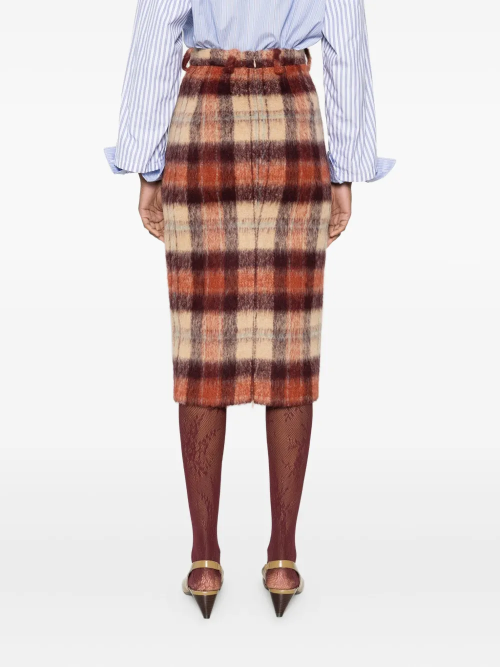 N°21 Rock Checked Wool Skirt In Neutral