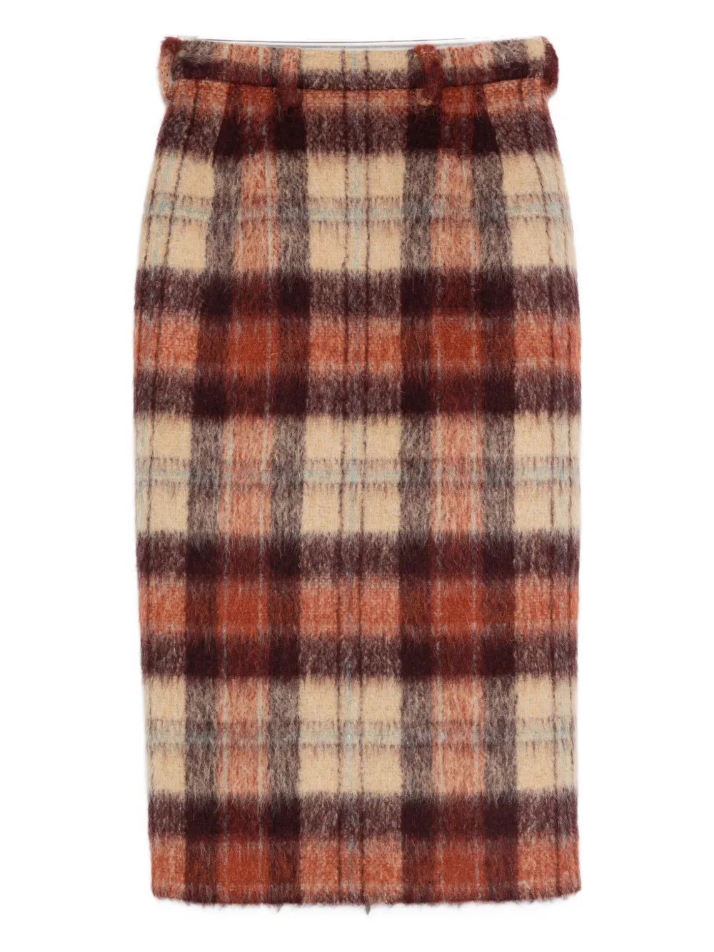 N°21 Rock Checked Wool Skirt In Neutral