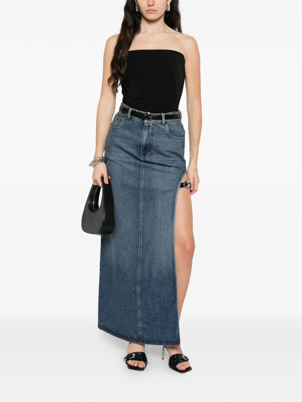 Coperni Garder belt-detail side-split denim skirt | Saia cintura alta | Image 2