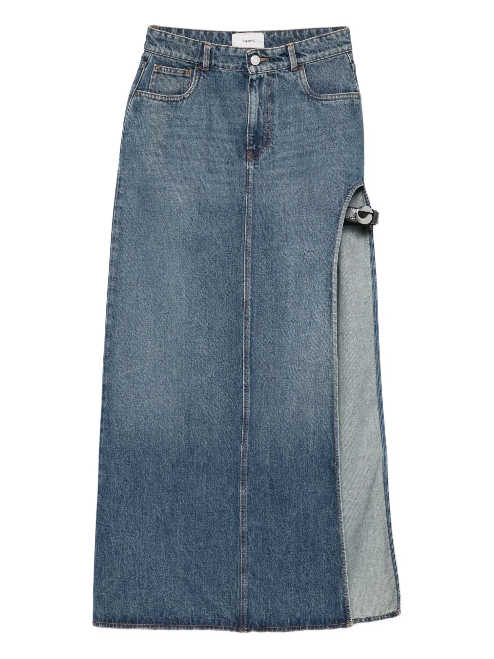 Coperni Garder belt-detail side-split denim skirt | Azul | Image 1