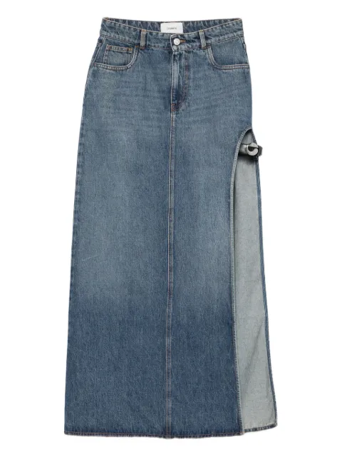 Coperni Garder belt-detail side-split denim skirt