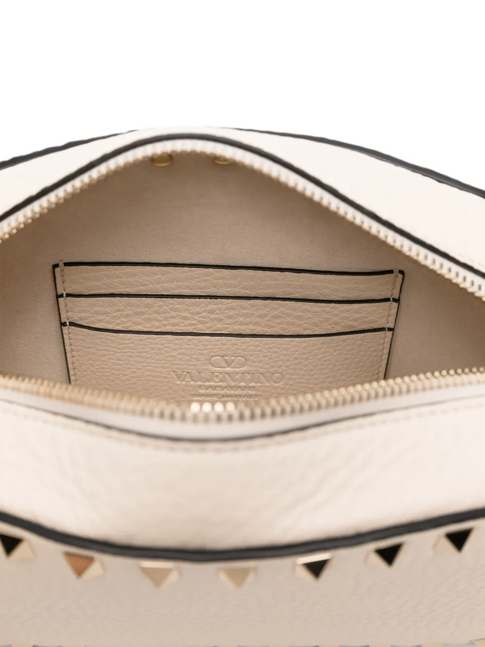 Valentino Garavani small Rockstud calf leather cross-body bag Beige