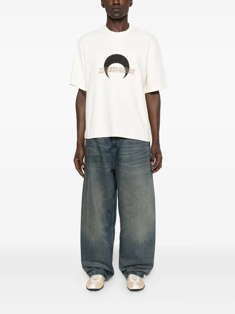 Marine Serre T-shirt met logoprint - Beige