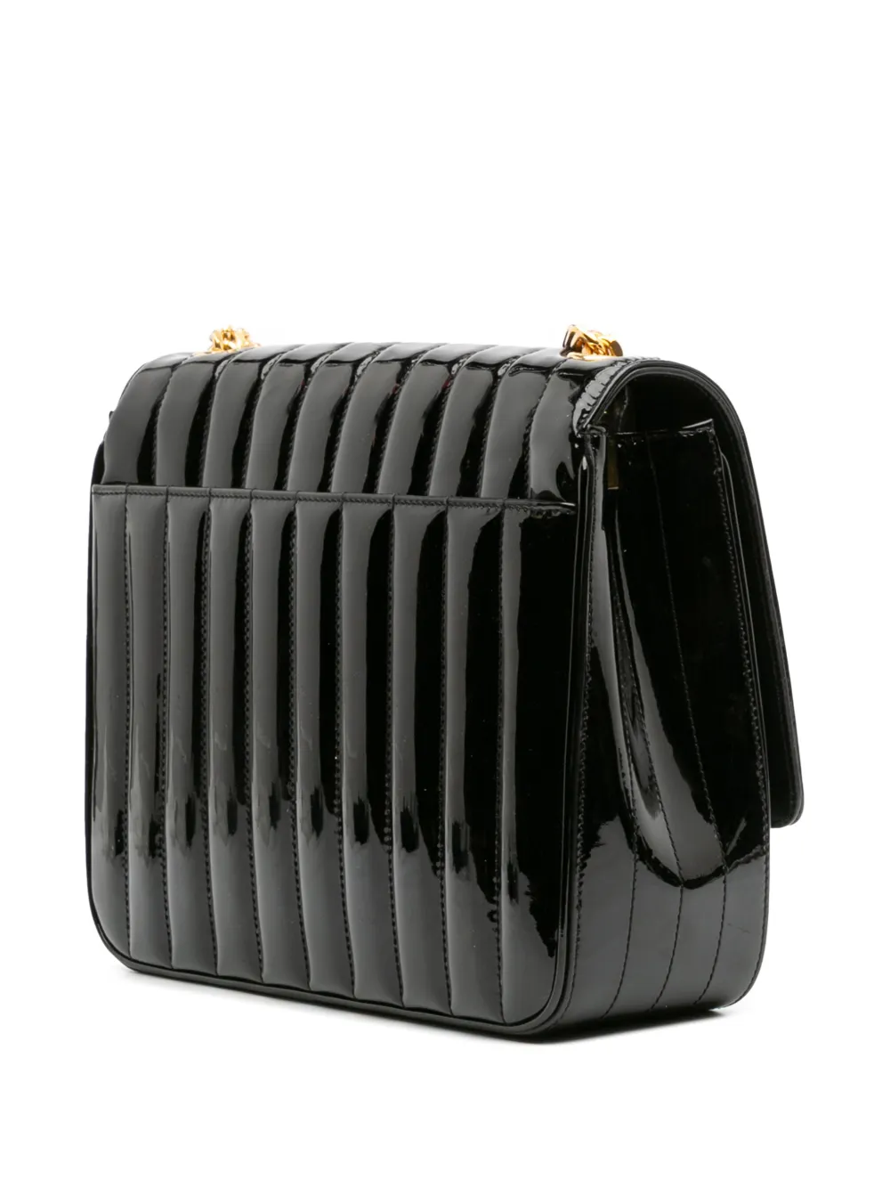 Pre-owned Saint Laurent 2018 Large Patent Vicky Crossbody Bag In Black