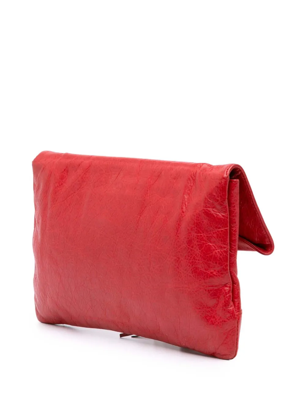 Pre-owned Balenciaga 2003-2025 Lambskin Motocross Classic Envelope Clutch Bag In Red