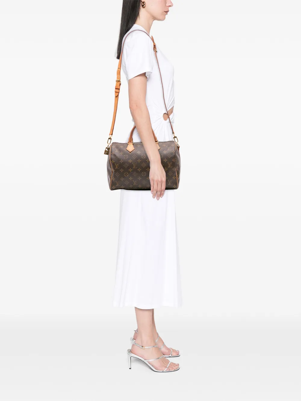Pre-owned Louis Vuitton 2020 Monogram Speedy Bandouliere 30 Satchel In Brown