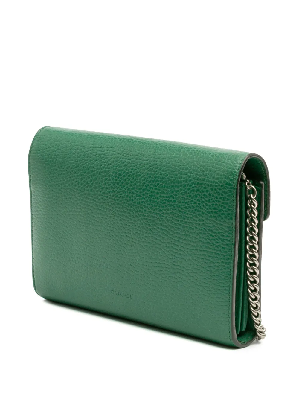 Pre-owned Gucci 2016-2025 Mini Leather Dionysus Wallet On Chain Crossbody Bag In Green