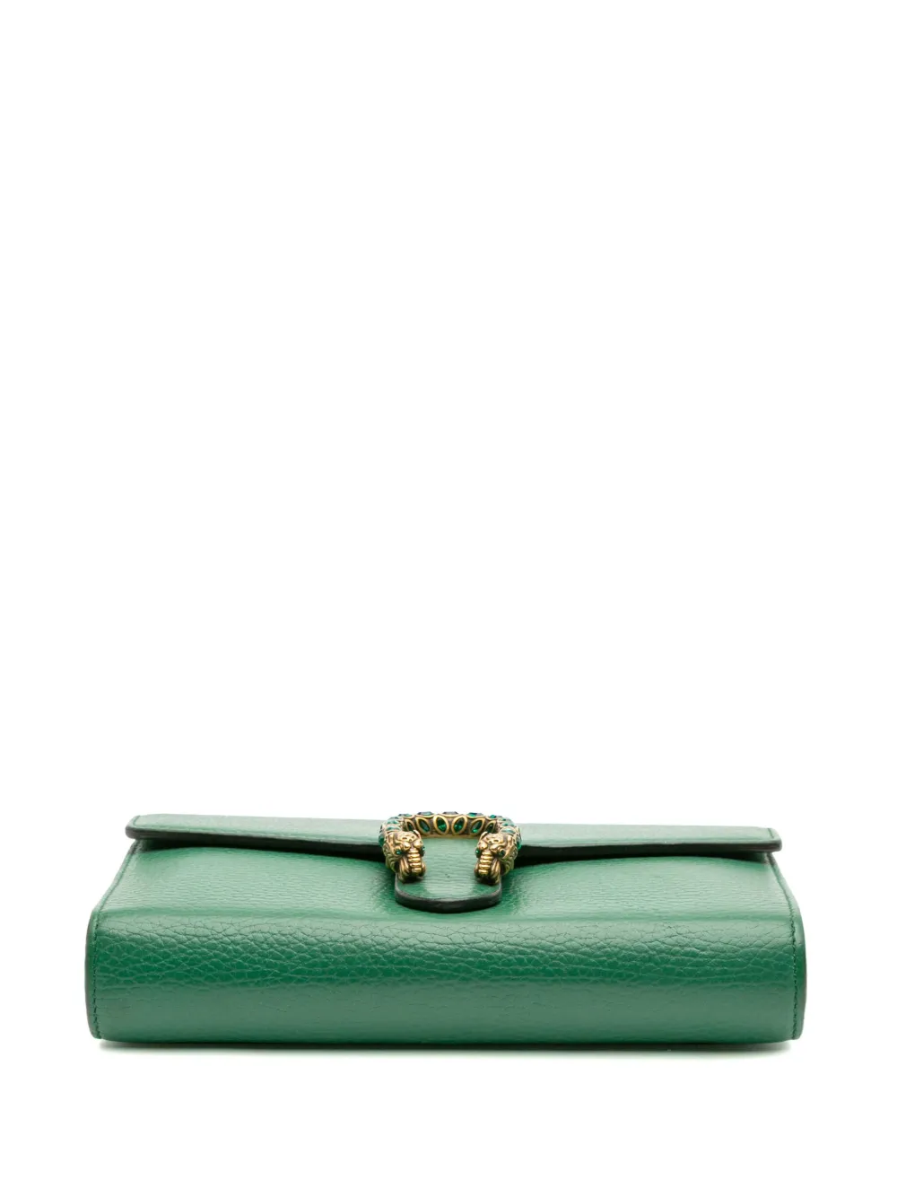 Pre-owned Gucci 2016-2025 Mini Leather Dionysus Wallet On Chain Crossbody Bag In Green